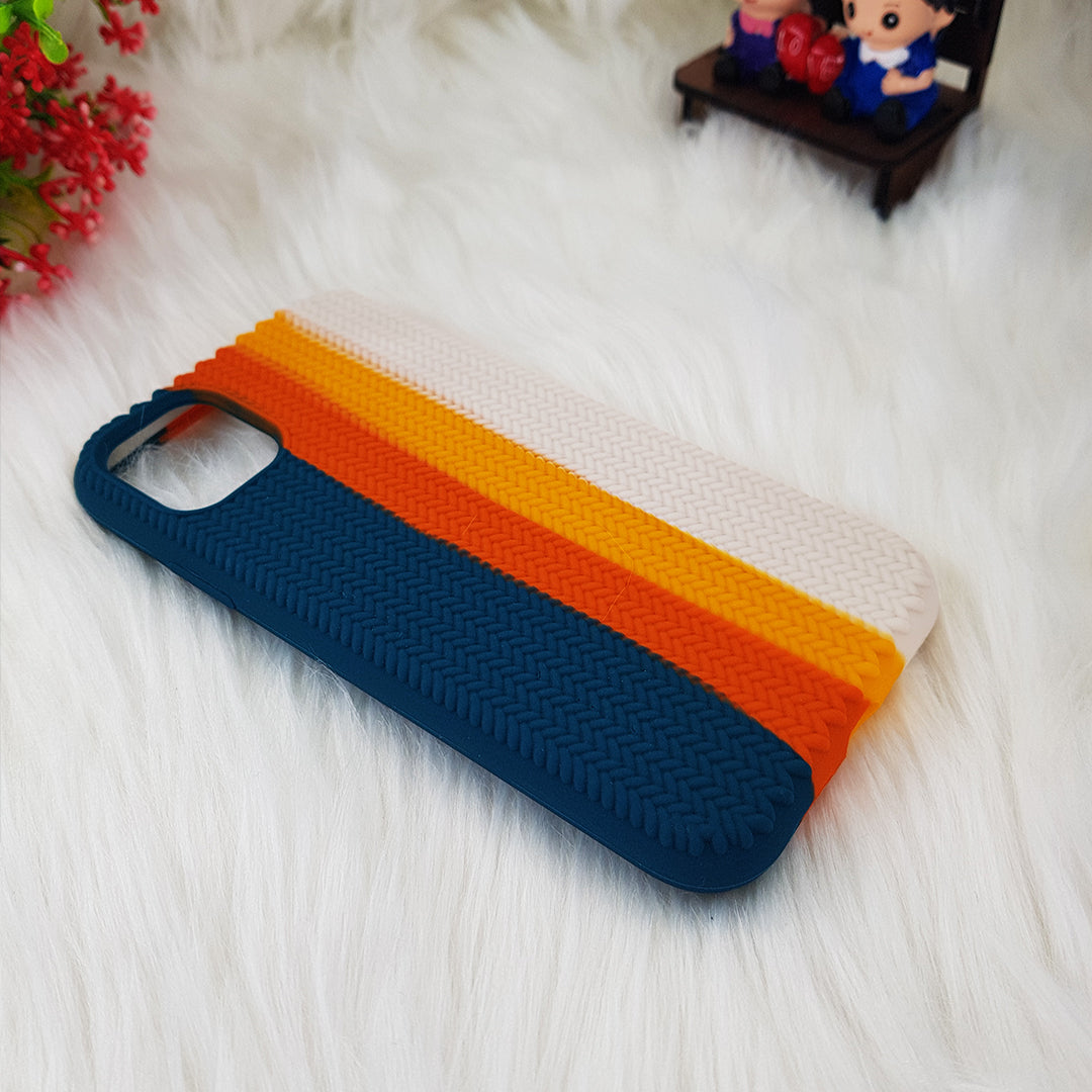 iPhone 12 Color Block Woven Pattern Silicon Case
