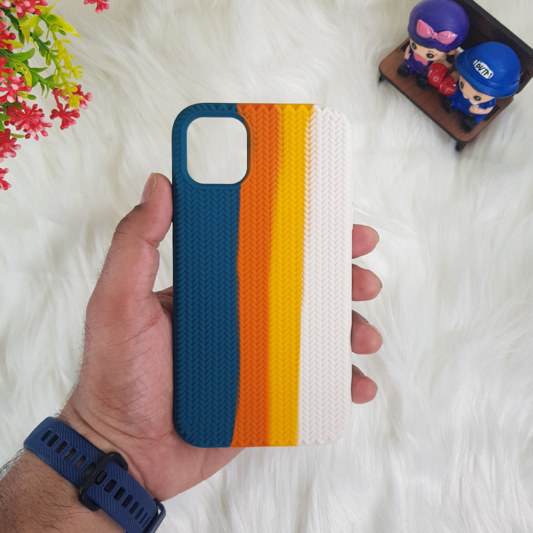 iPhone 11 Color Block Woven Pattern Silicon Case