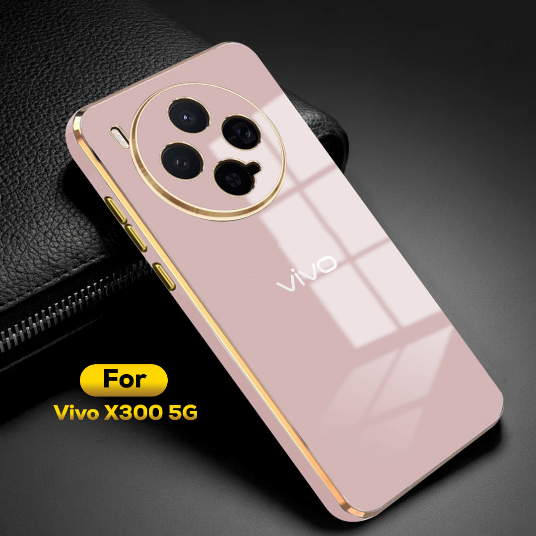 VIVO X300 5G ULTRA-SHINE GOLD ELECTROPLATED LUXURIOUS BACK CASE WITH CAMERA PROTECTION