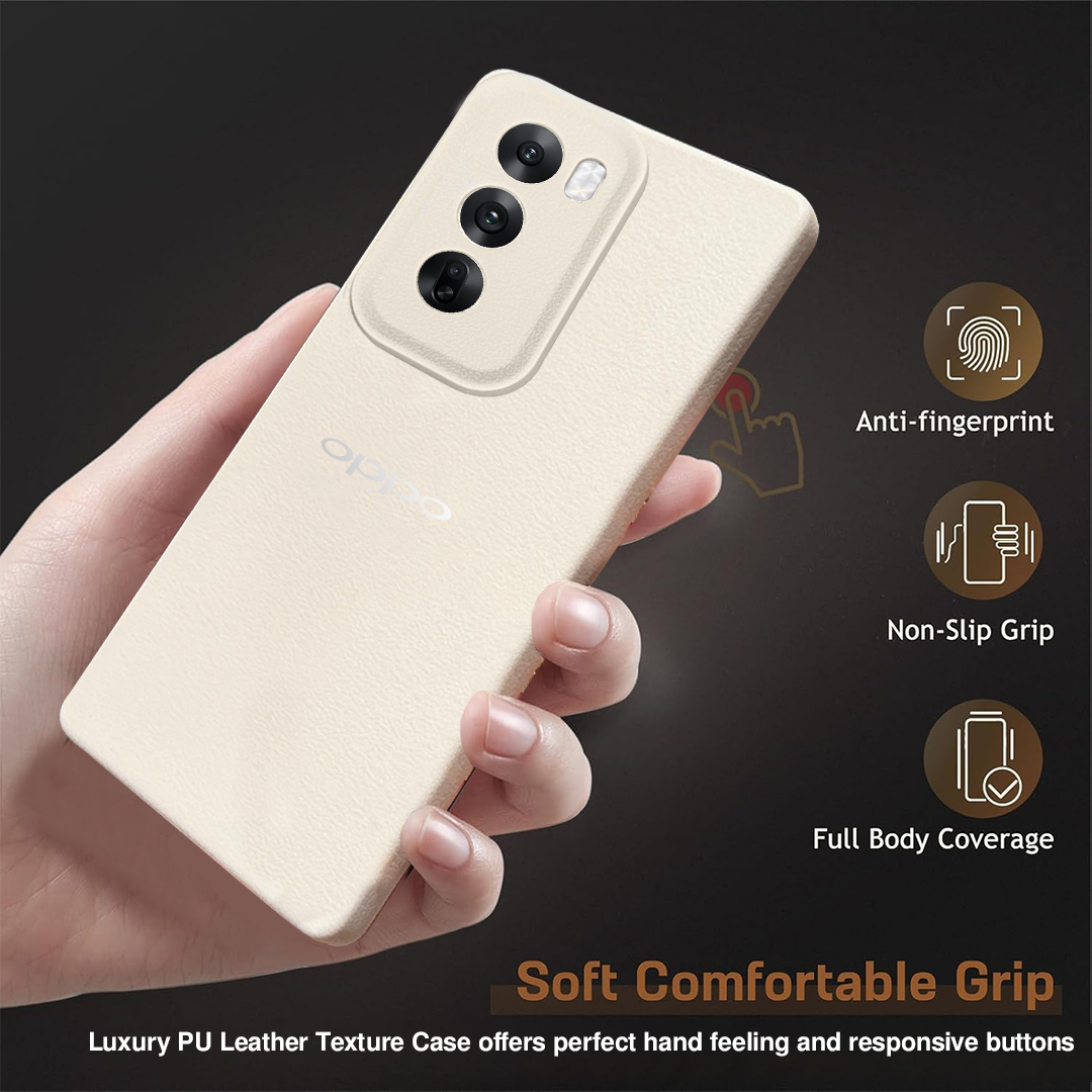 Oppo RENO 12 Pro 5G Solid Color Leather Texture Matte Phone Back Case