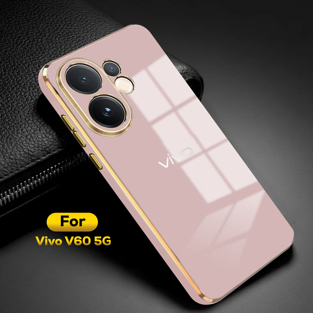 VIVO V60 5G ULTRA-SHINE GOLD ELECTROPLATED LUXURIOUS BACK CASE WITH CAMERA PROTECTION