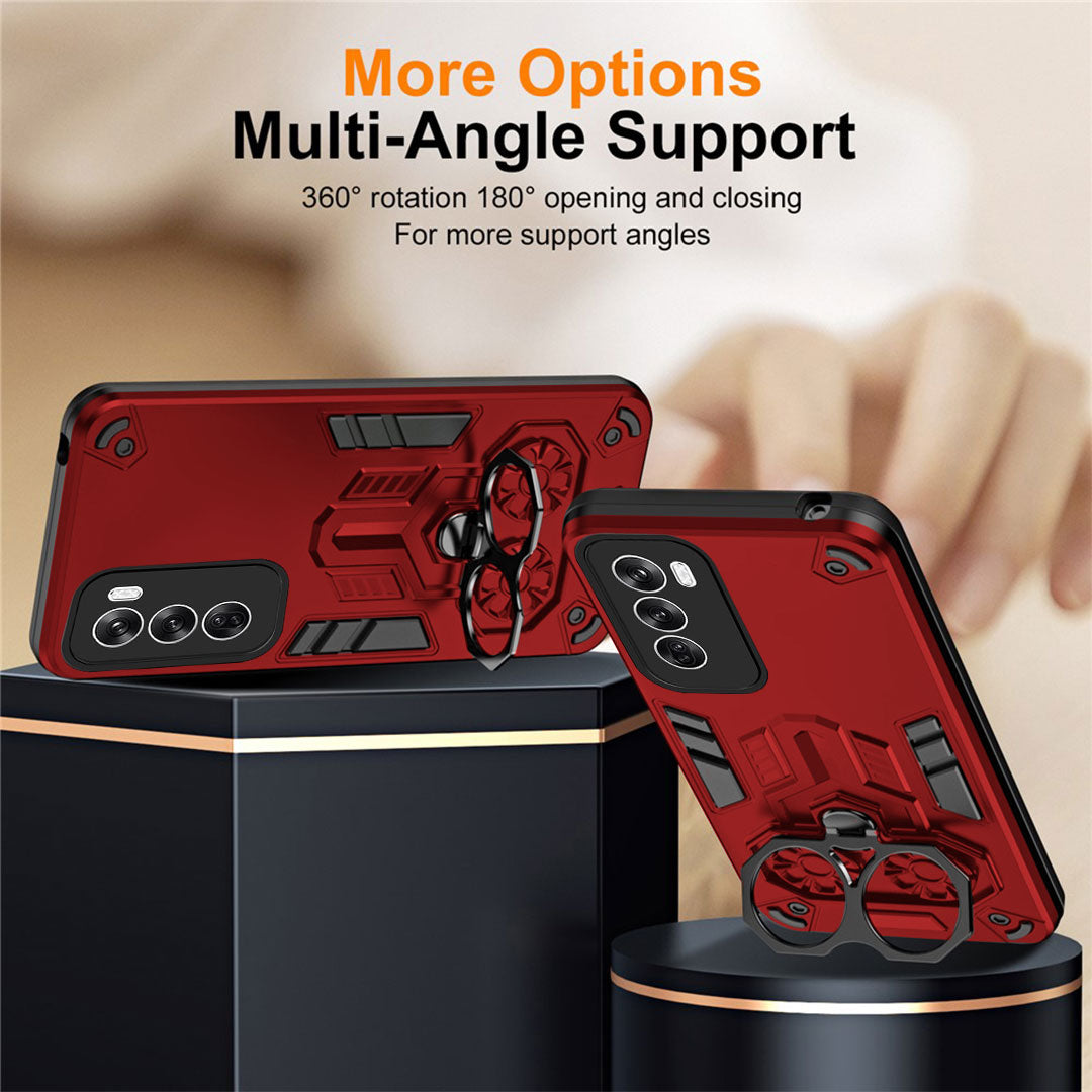 Oppo Reno 12/12 PRO 5G Armor knight Series Camera Protection 2 in 1 Shockproof Phone Cover with Kickstand