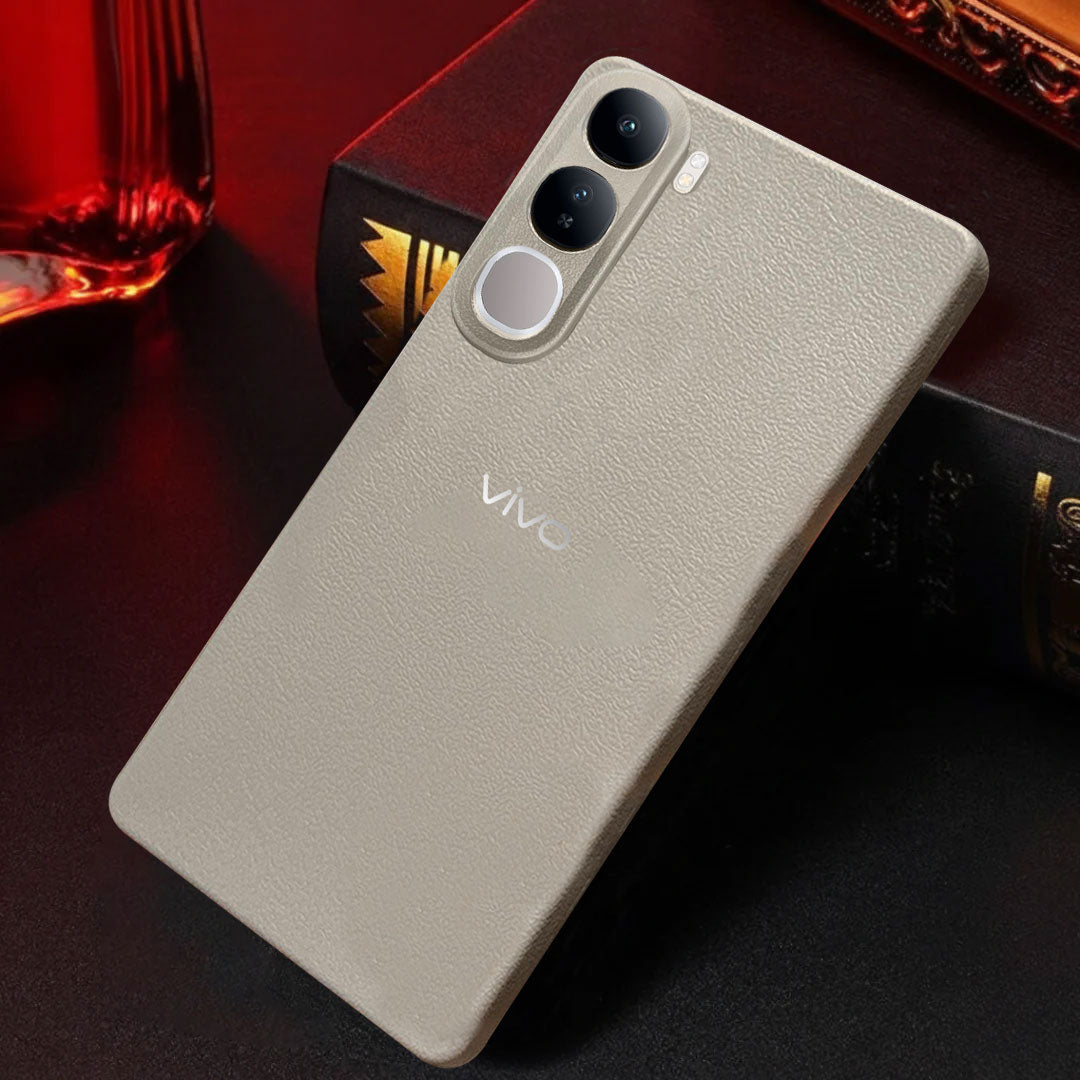 Vivo Y300 5G Solid Color Leather Texture Matte Phone Back Case