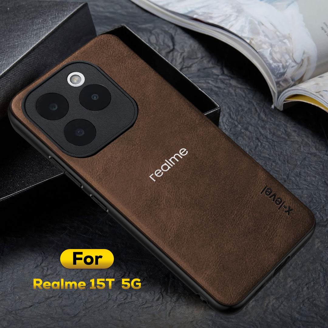 REALME 15T 5G Business Style PU LEATHER PROTECTIVE BACK CASE WITH CAMERA PROTECTION
