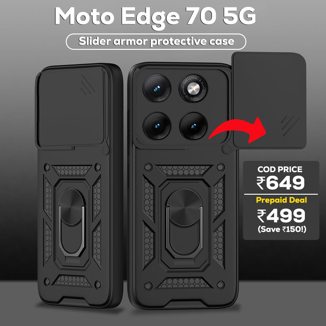 Motorola Edge 70 5G Armor Military-grade Case With Sliding Camera Cover & 360 Kickstand