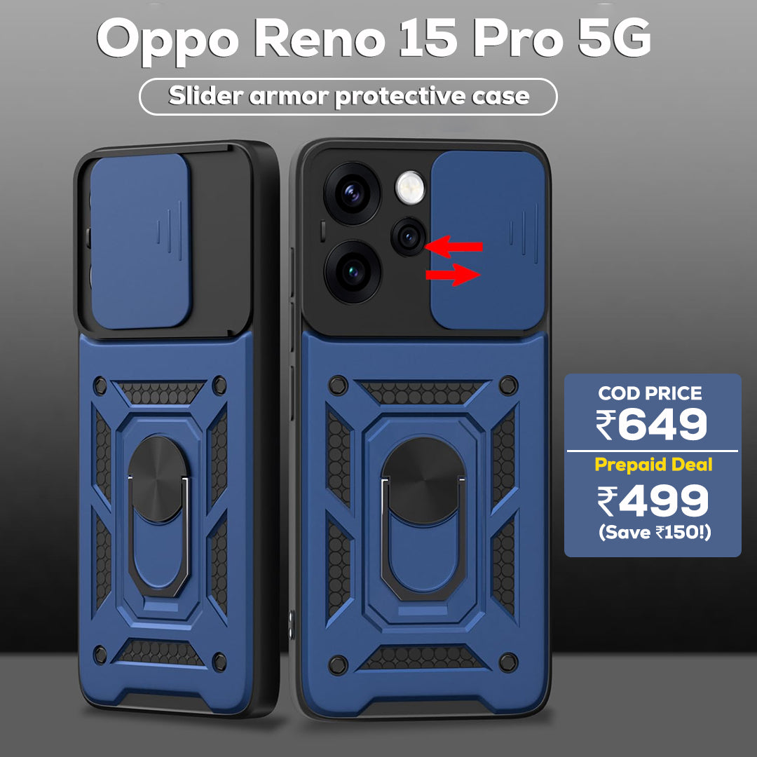 OPPO RENO 15 PRO 5G Armor Military-grade Case With Sliding Camera Cover & 360 Kickstand