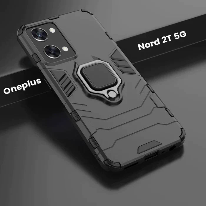 OnePlus Nord 2T 5G Black Panther Metal Bracket Shockproof Protective Back Case