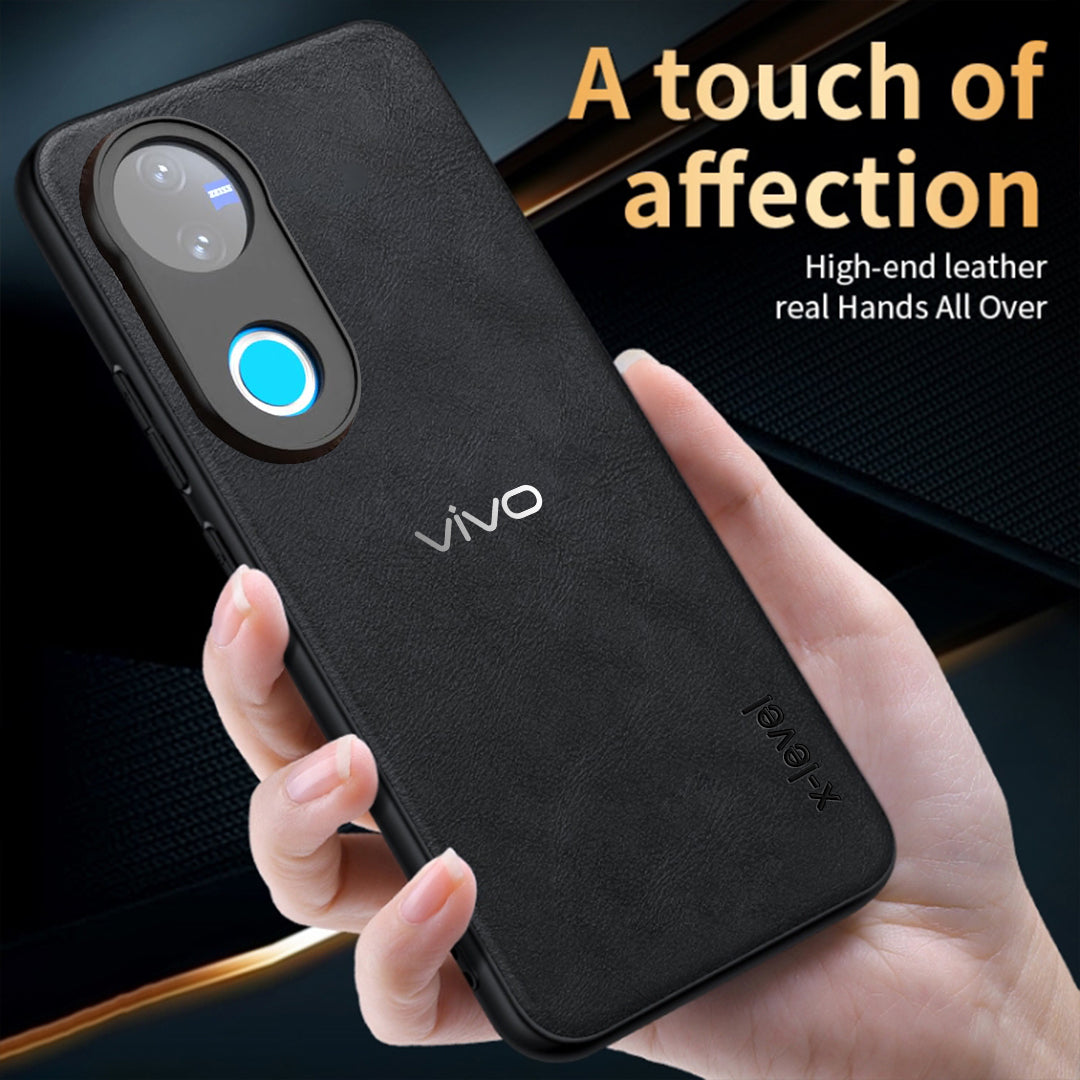 VIVO V50 5G Business Style PU LEATHER PROTECTIVE BACK CASE WITH CAMERA PROTECTION