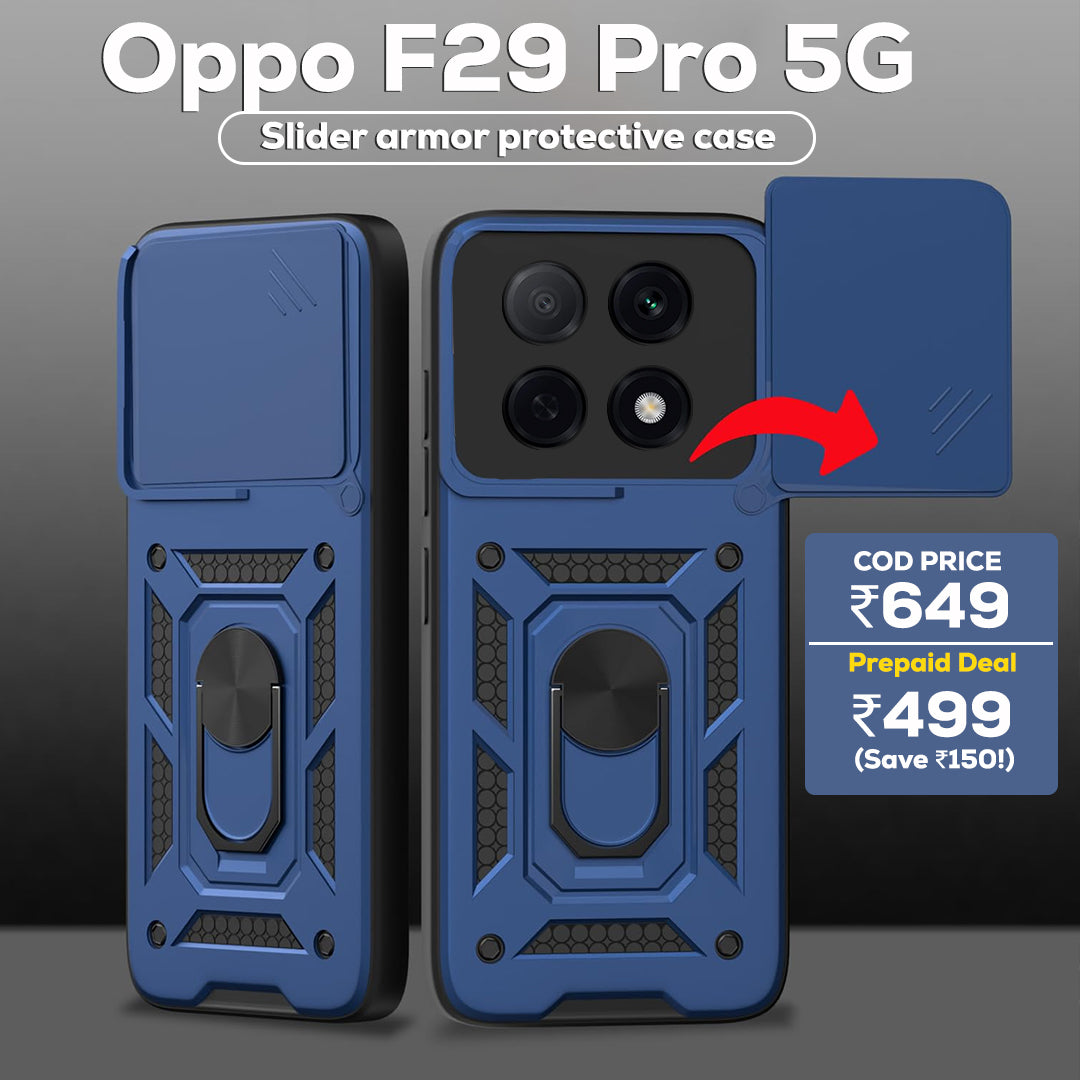 Oppo F29 PRO 5G Armor Military-grade Case With Sliding Camera Cover & 360 Kickstand