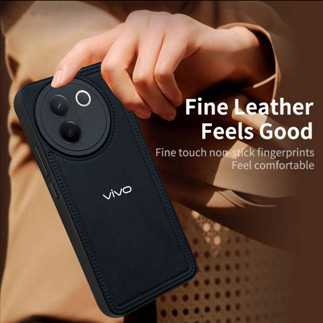 VIVO V30E 5G Vintage Leather Stitched Protective Back Case