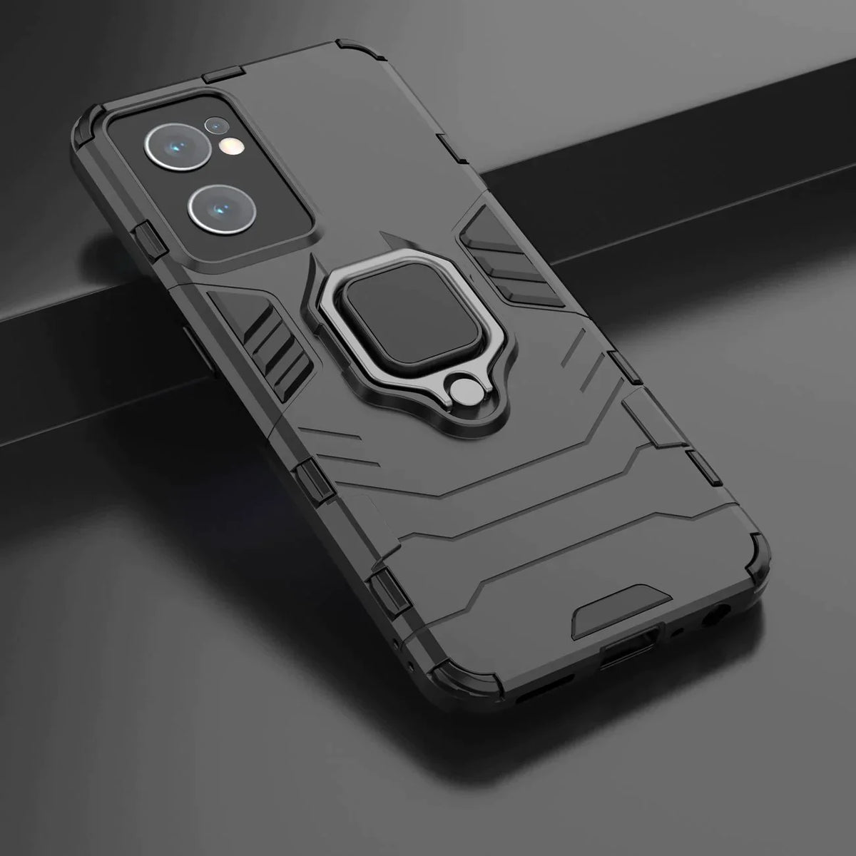 OPPO Reno 7 5G Black Panther Metal Bracket Shockproof Protective Back Case