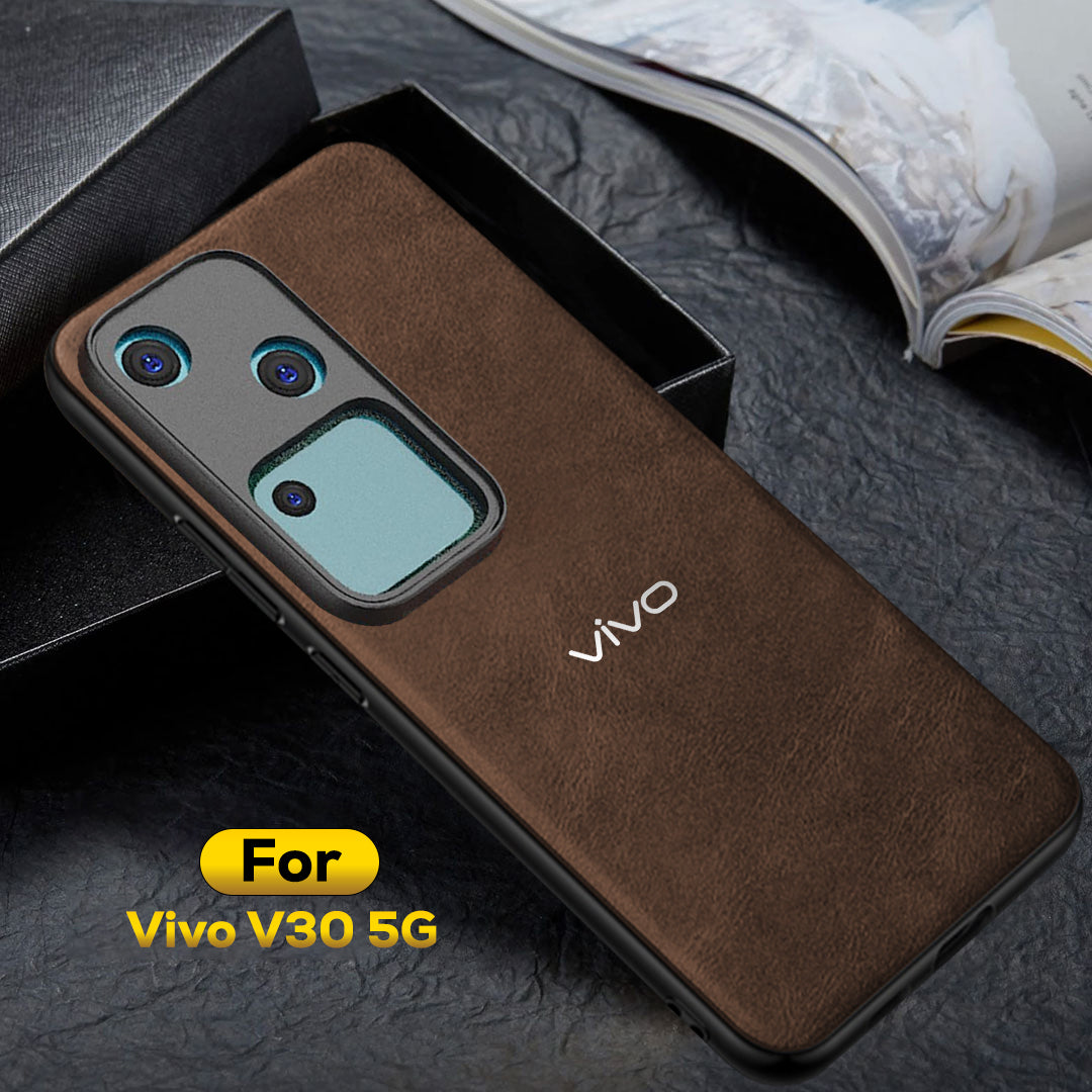 VIVO V30 5G Business Style PU LEATHER PROTECTIVE BACK CASE WITH CAMERA PROTECTION