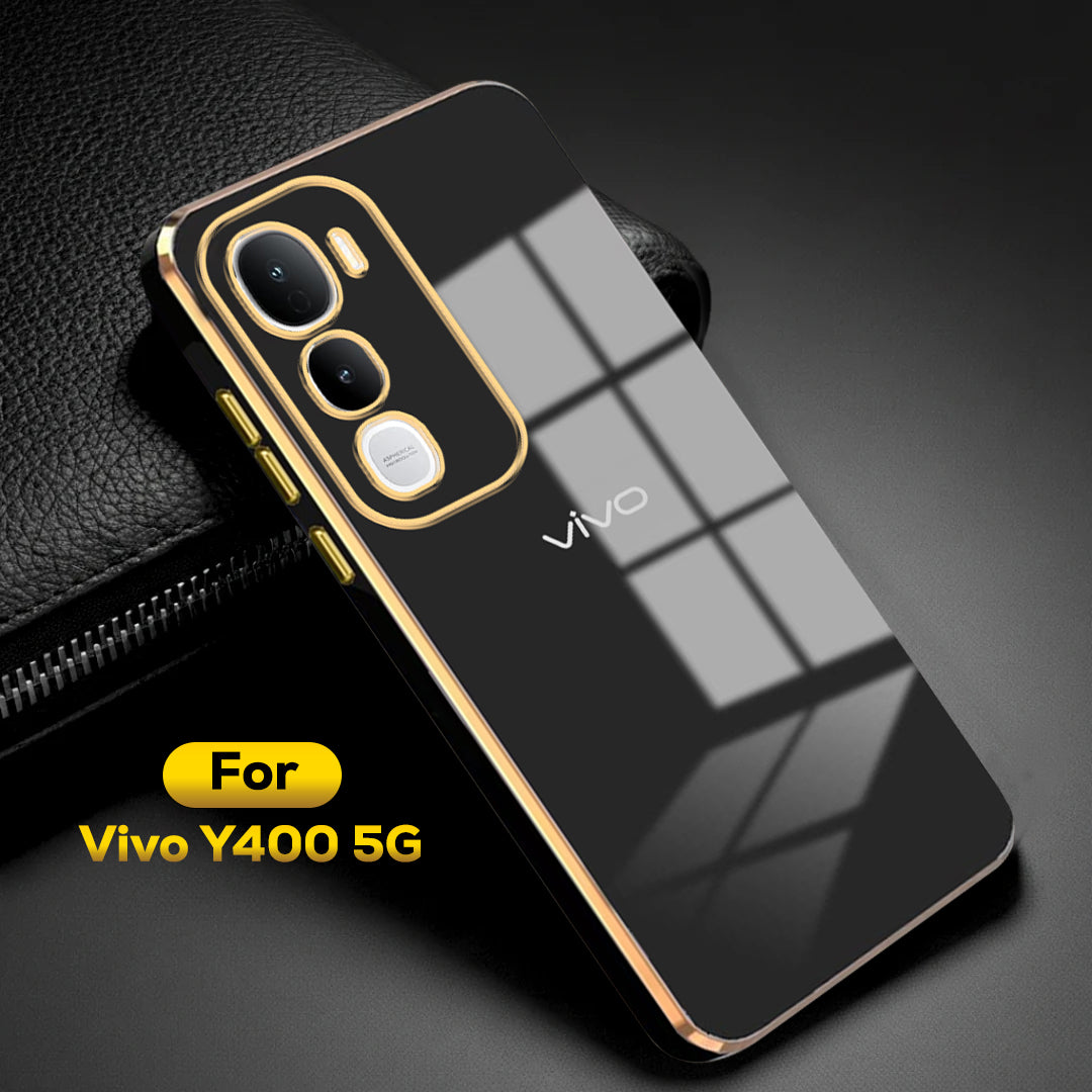 VIVO Y400 5G ULTRA-SHINE GOLD ELECTROPLATED LUXURIOUS BACK CASE WITH CAMERA PROTECTION