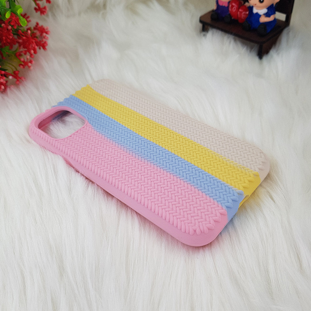 iPhone 11 Color Block Woven Pattern Silicon Case