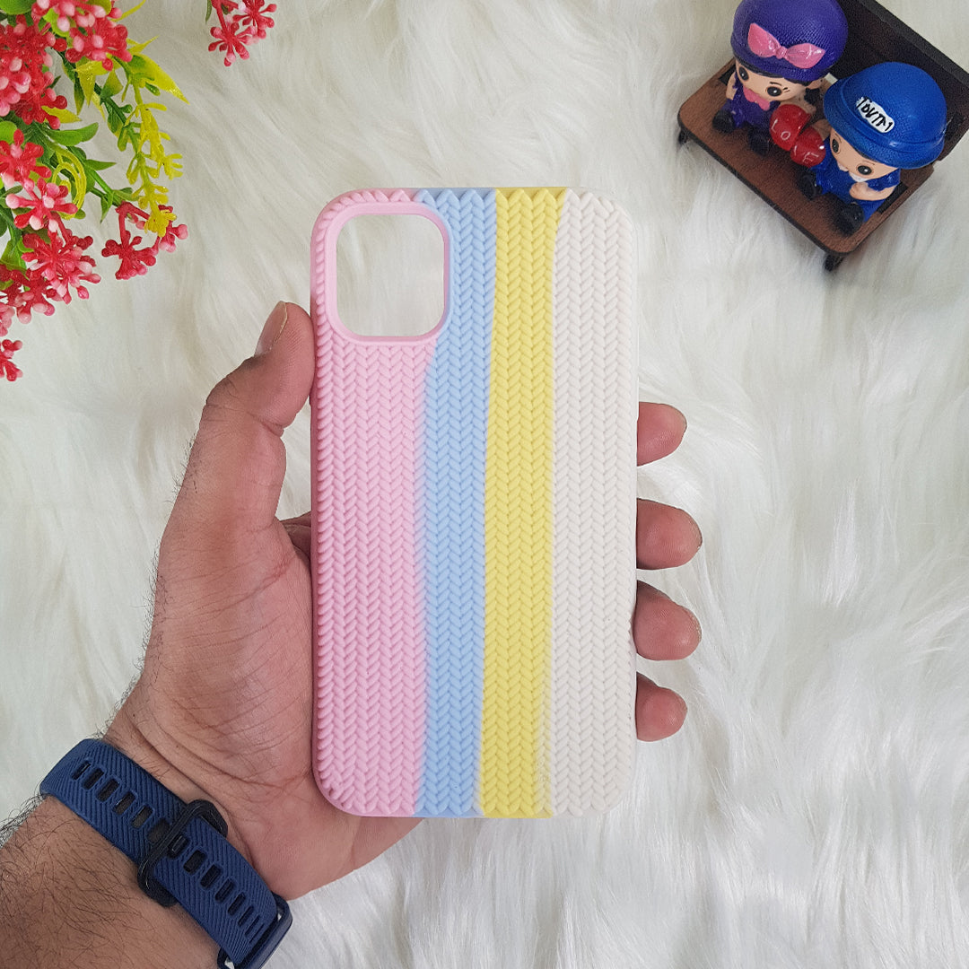 iPhone 11 Color Block Woven Pattern Silicon Case