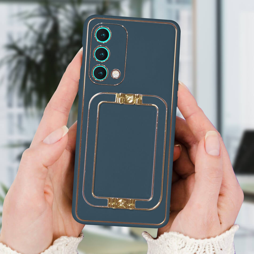 OnePlus Nord CE 5G Luxe Design PU Leather Back Case With Back Stand(Blue)