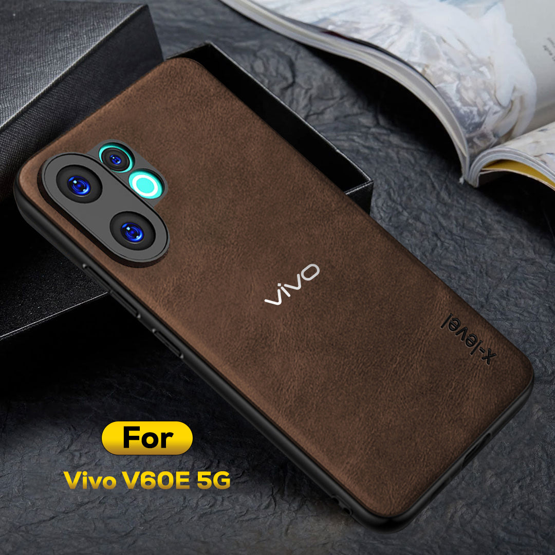 VIVO V60e 5G Business Style PU LEATHER PROTECTIVE BACK CASE WITH CAMERA PROTECTION