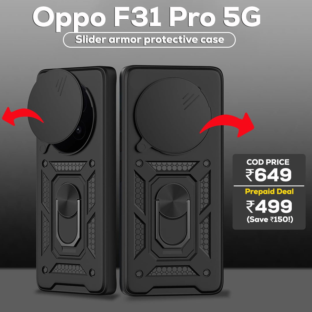 Oppo F31 PRO 5G Armor Military-grade Case With Sliding Camera Cover & 360 Kickstand