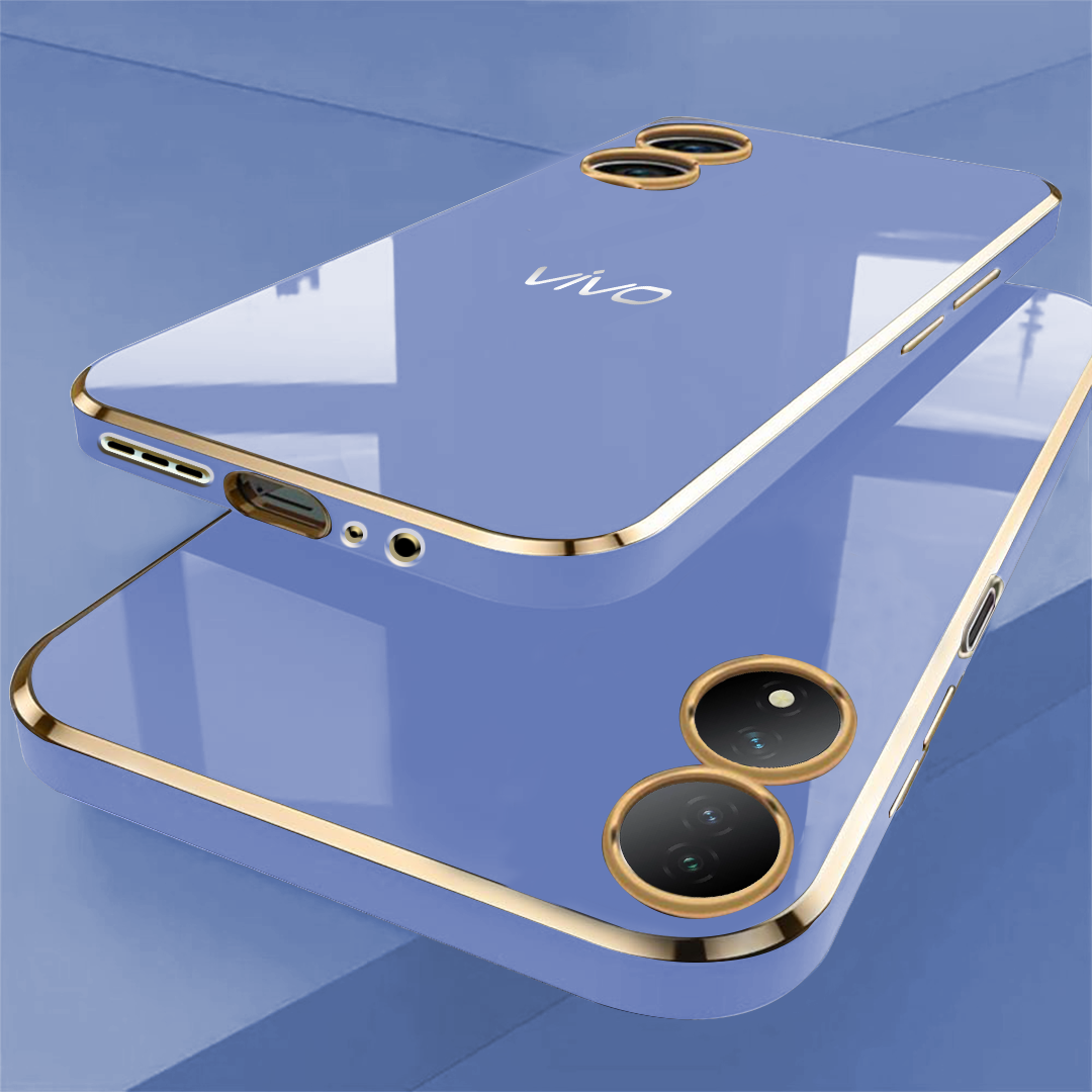 VIVO Y100A 5G ULTRA-SHINE GOLD ELECTROPLATED LUXURIOUS BACK CASE WITH CAMERA PROTECTION