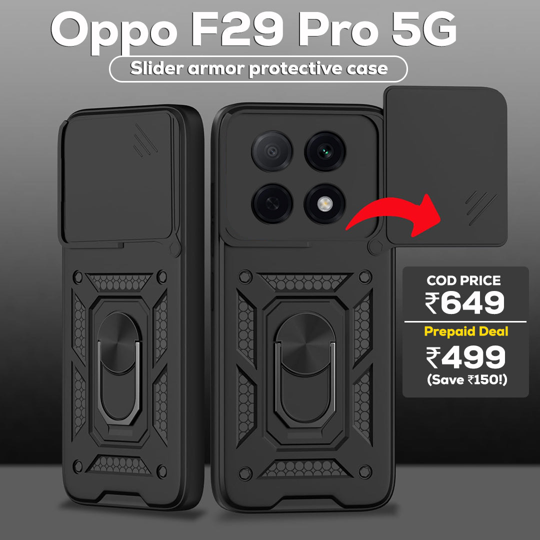 Oppo F29 PRO 5G Armor Military-grade Case With Sliding Camera Cover & 360 Kickstand