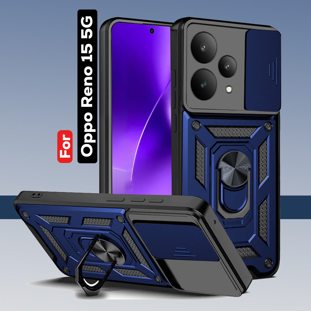 OPPO RENO 15 5G Armor Military-grade Case With Sliding Camera Cover & 360 Kickstand