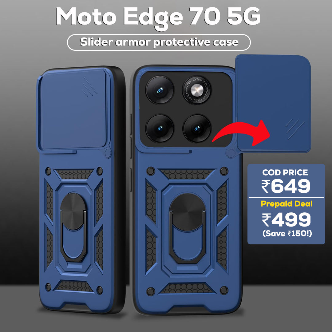Motorola Edge 70 5G Armor Military-grade Case With Sliding Camera Cover & 360 Kickstand