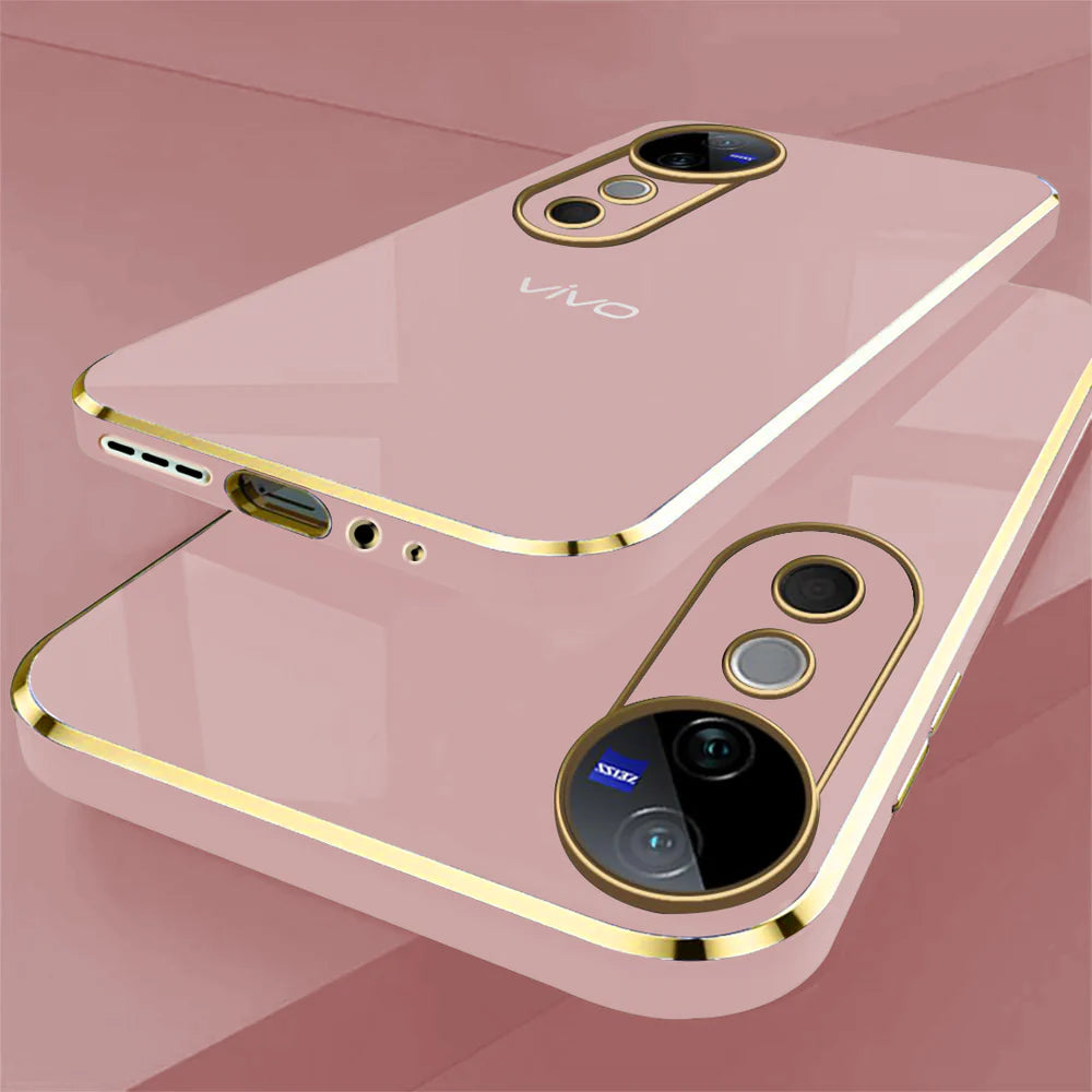 VIVO V40 5G ULTRA-SHINE GOLD ELECTROPLATED LUXURIOUS BACK CASE WITH CAMERA PROTECTION