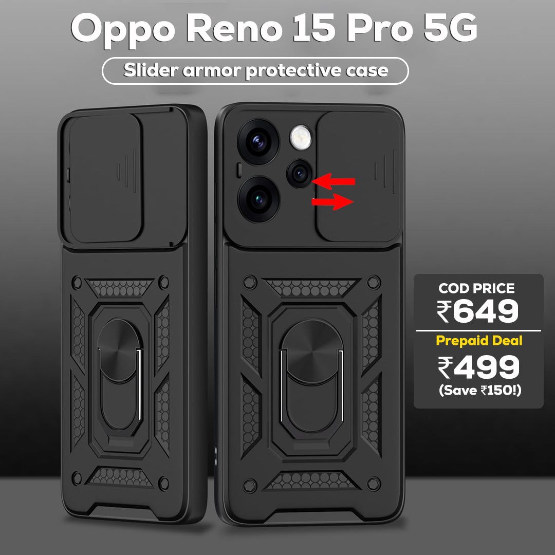 OPPO RENO 15 PRO 5G Armor Military-grade Case With Sliding Camera Cover & 360 Kickstand