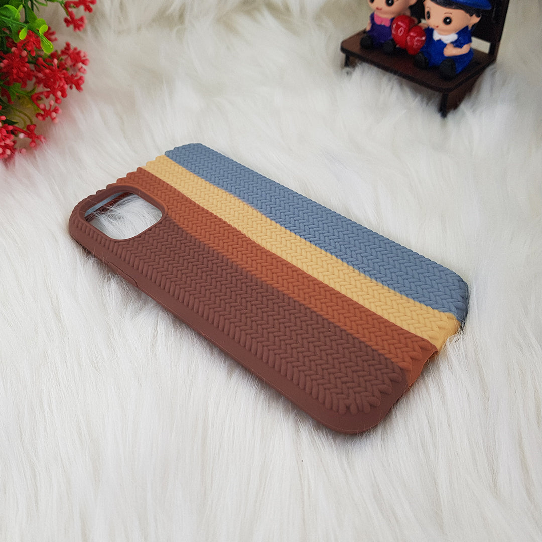 iPhone 11 Color Block Woven Pattern Silicon Case