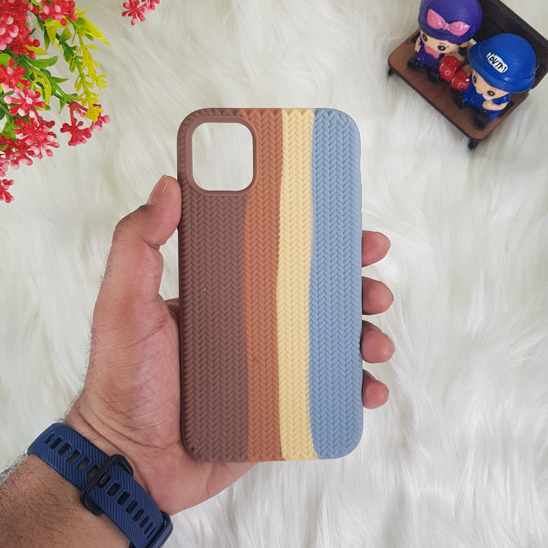 iPhone 11 Color Block Woven Pattern Silicon Case