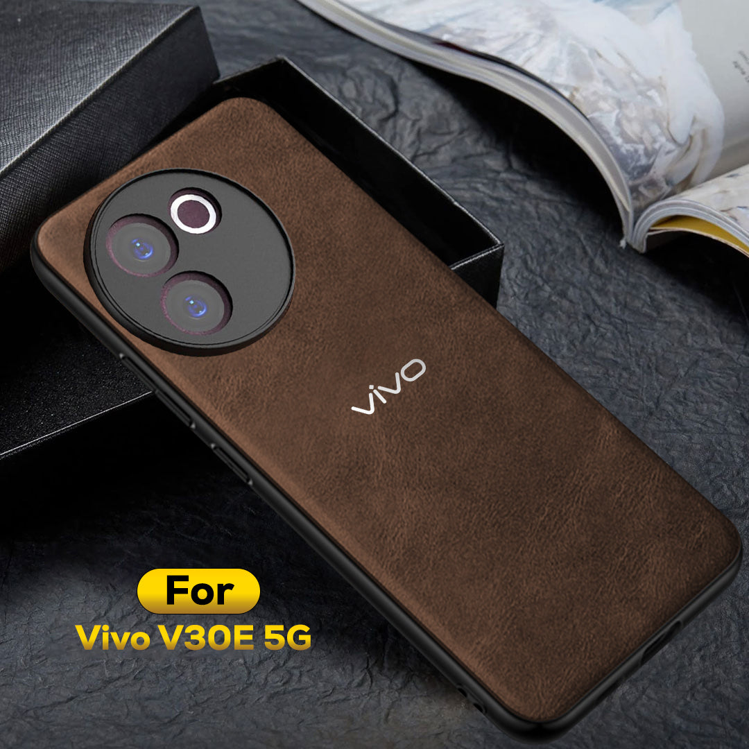 VIVO V30e 5G Business Style PU LEATHER PROTECTIVE BACK CASE WITH CAMERA PROTECTION