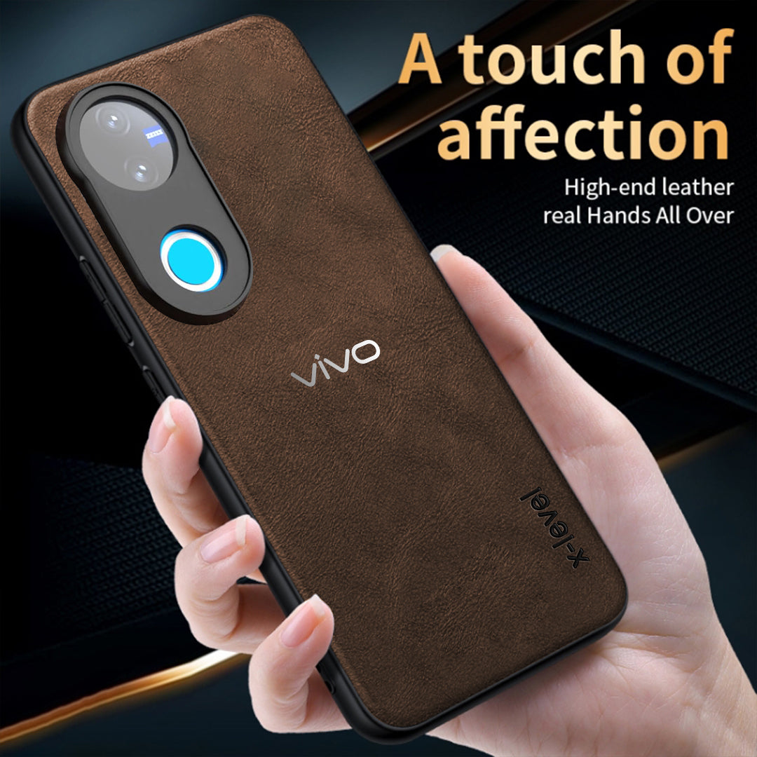 VIVO V50 5G Business Style PU LEATHER PROTECTIVE BACK CASE WITH CAMERA PROTECTION