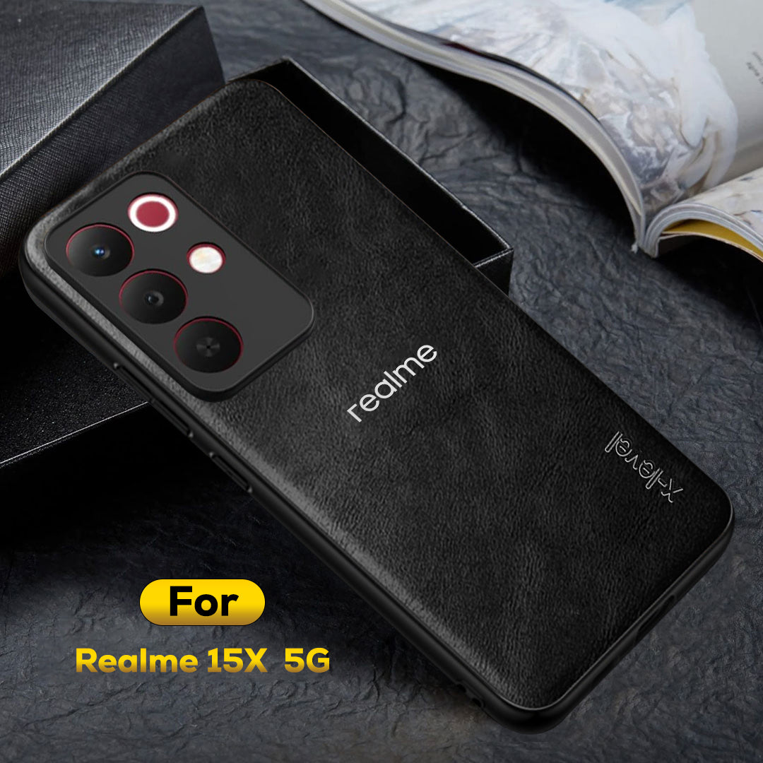 REALME 15X 5G Business Style PU LEATHER PROTECTIVE BACK CASE WITH CAMERA PROTECTION