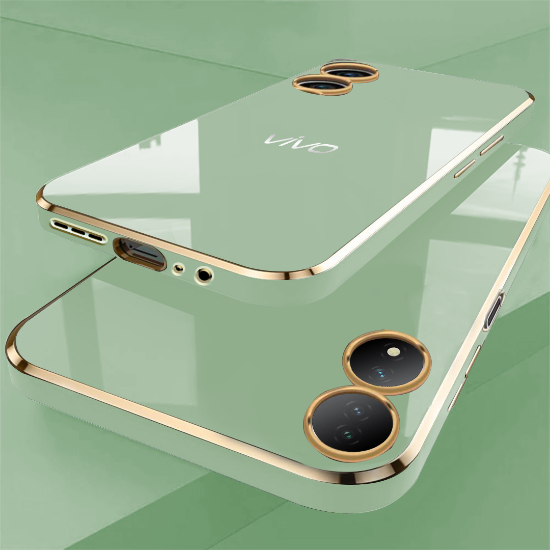 VIVO Y100A 5G ULTRA-SHINE GOLD ELECTROPLATED LUXURIOUS BACK CASE WITH CAMERA PROTECTION