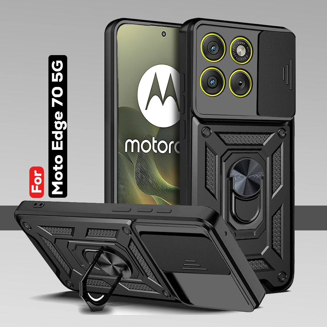 Motorola Edge 70 5G Armor Military-grade Case With Sliding Camera Cover & 360 Kickstand