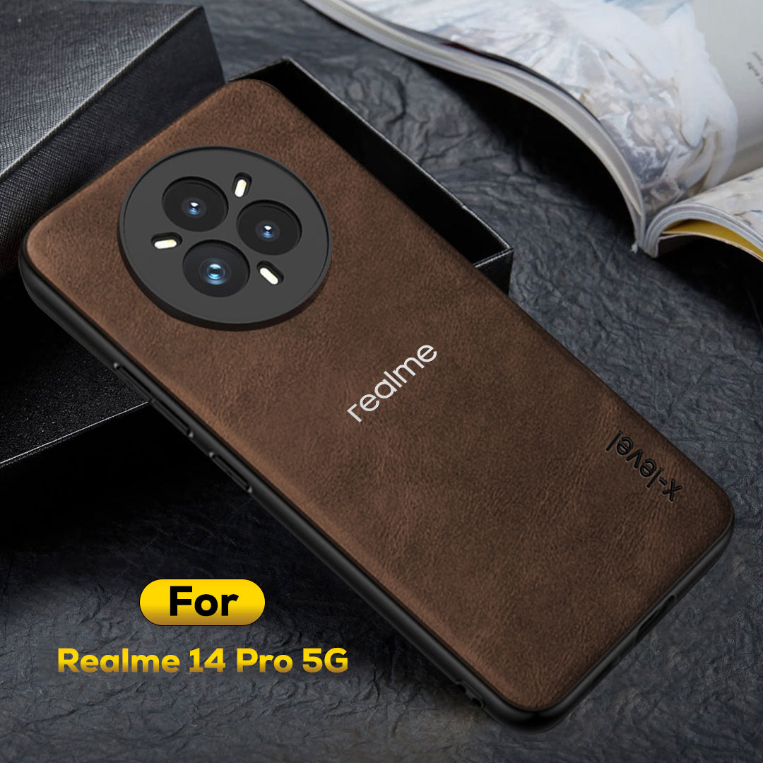 REALME 14 PRO 5G Business Style PU LEATHER PROTECTIVE BACK CASE WITH CAMERA PROTECTION