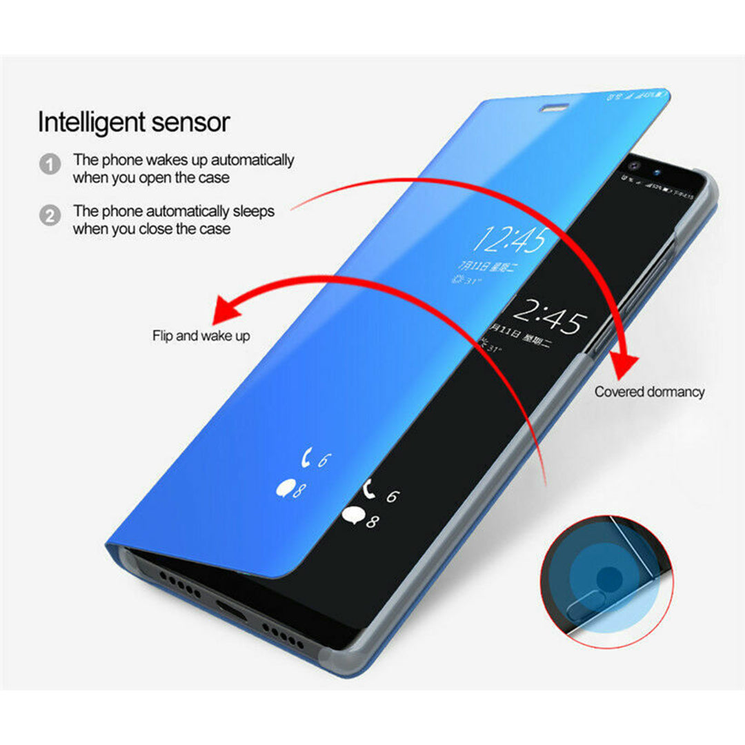 GALAXY A52s 5G SMART AWAKENING MIRROR FOLIO METAL ELECTROPLATED PC FLIP COVER