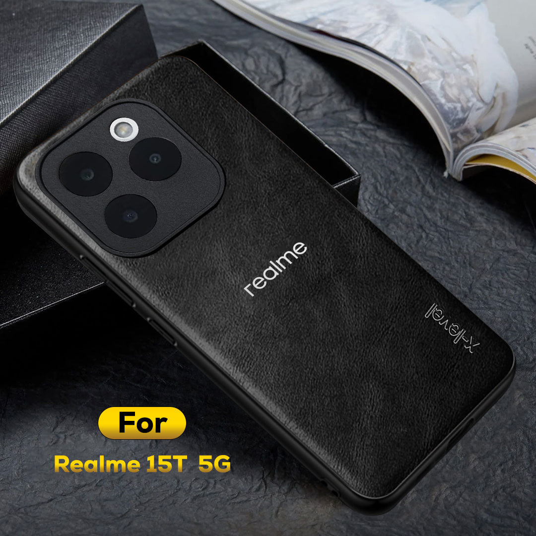 REALME 15T 5G Business Style PU LEATHER PROTECTIVE BACK CASE WITH CAMERA PROTECTION