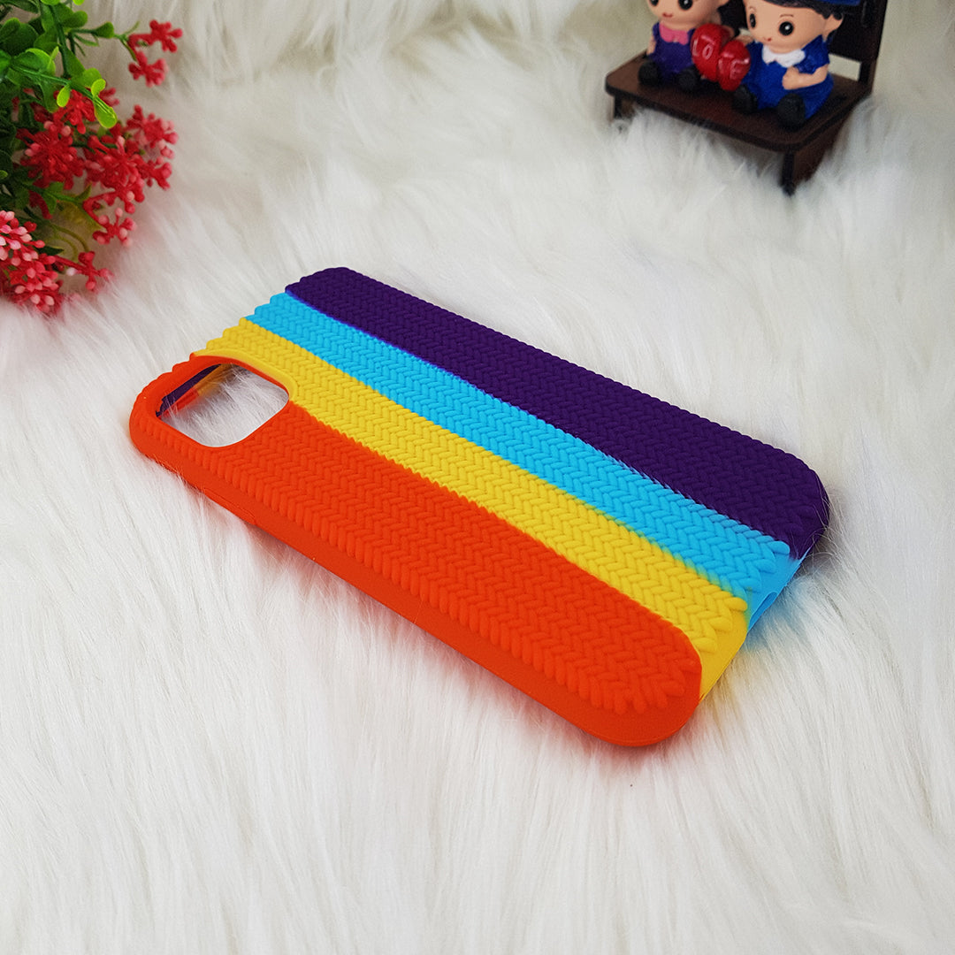 iPhone 11 Color Block Woven Pattern Silicon Case