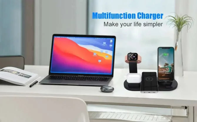 4 in 1 Rotatable Wireless Charger Dock For iPhone/Micro USB Phone/Type-C Phone