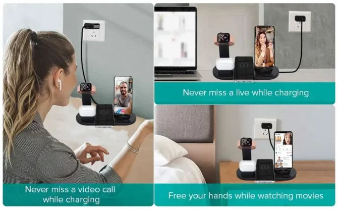 4 in 1 Rotatable Wireless Charger Dock For iPhone/Micro USB Phone/Type-C Phone