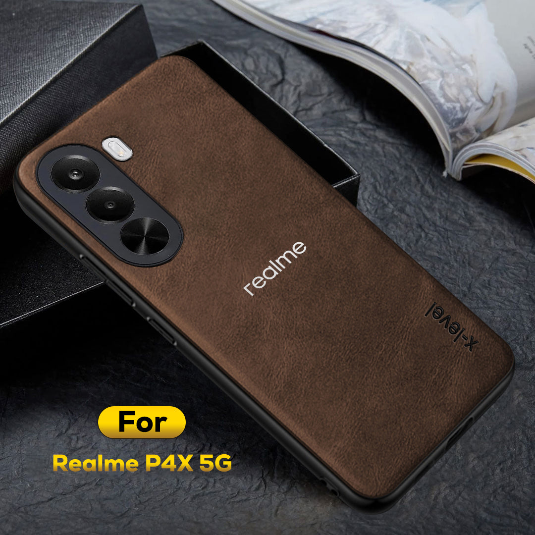 REALME P4X 5G Business Style PU LEATHER PROTECTIVE BACK CASE WITH CAMERA PROTECTION
