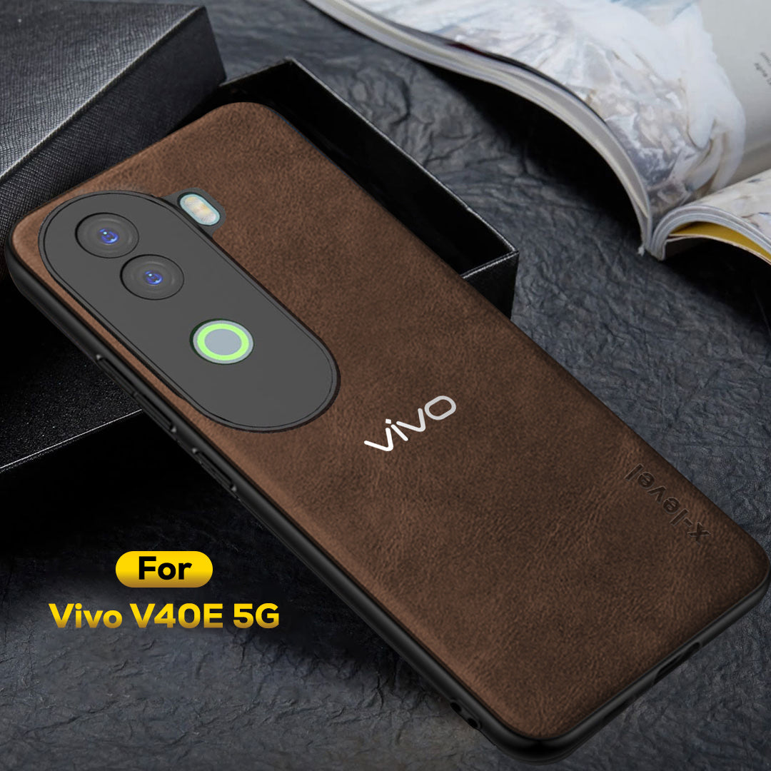 VIVO V40e 5G Business Style PU LEATHER PROTECTIVE BACK CASE WITH CAMERA PROTECTION