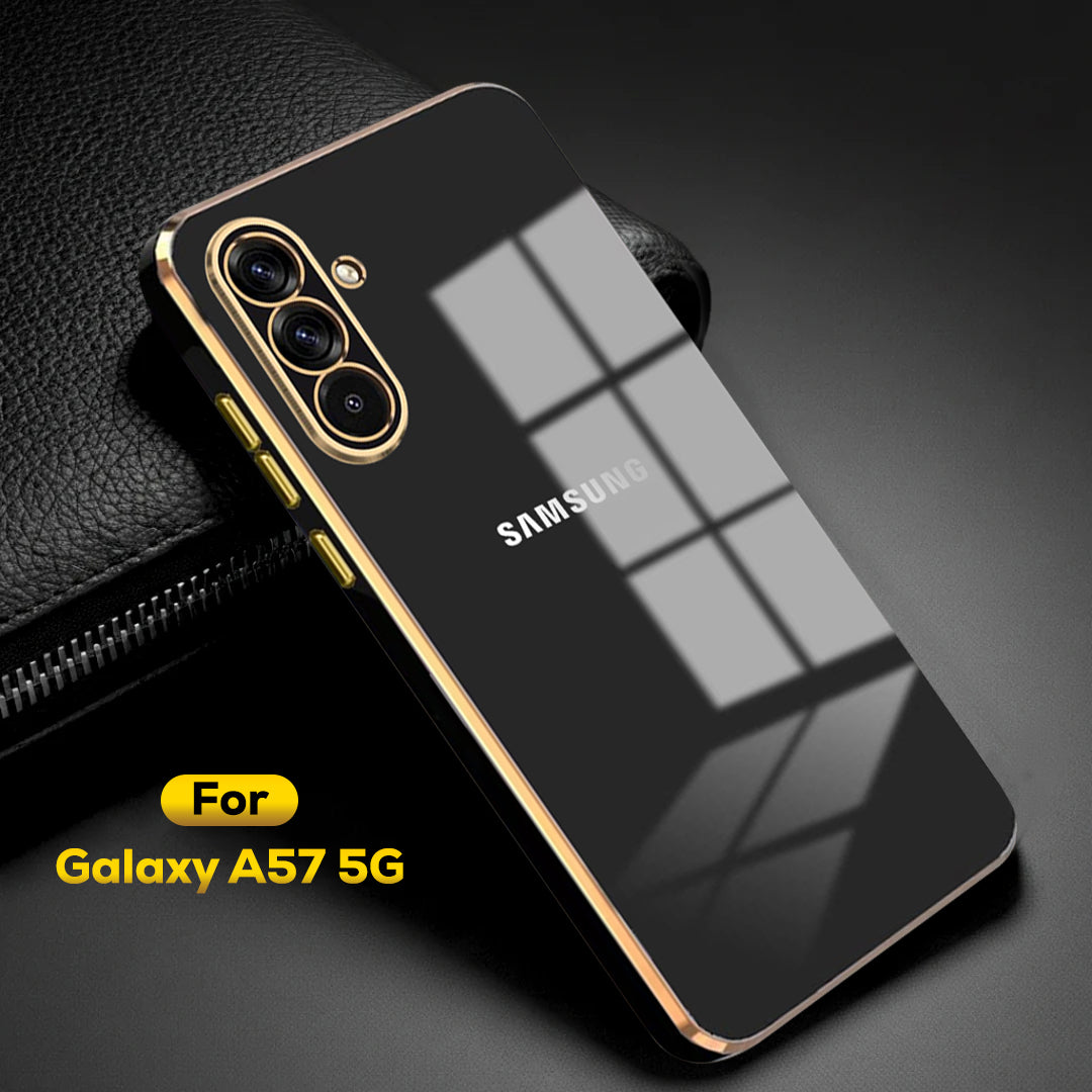 SAMSUNG GALAXY A57 5G ULTRA-SHINE GOLD ELECTROPLATED LUXURIOUS BACK CASE WITH CAMERA PROTECTION