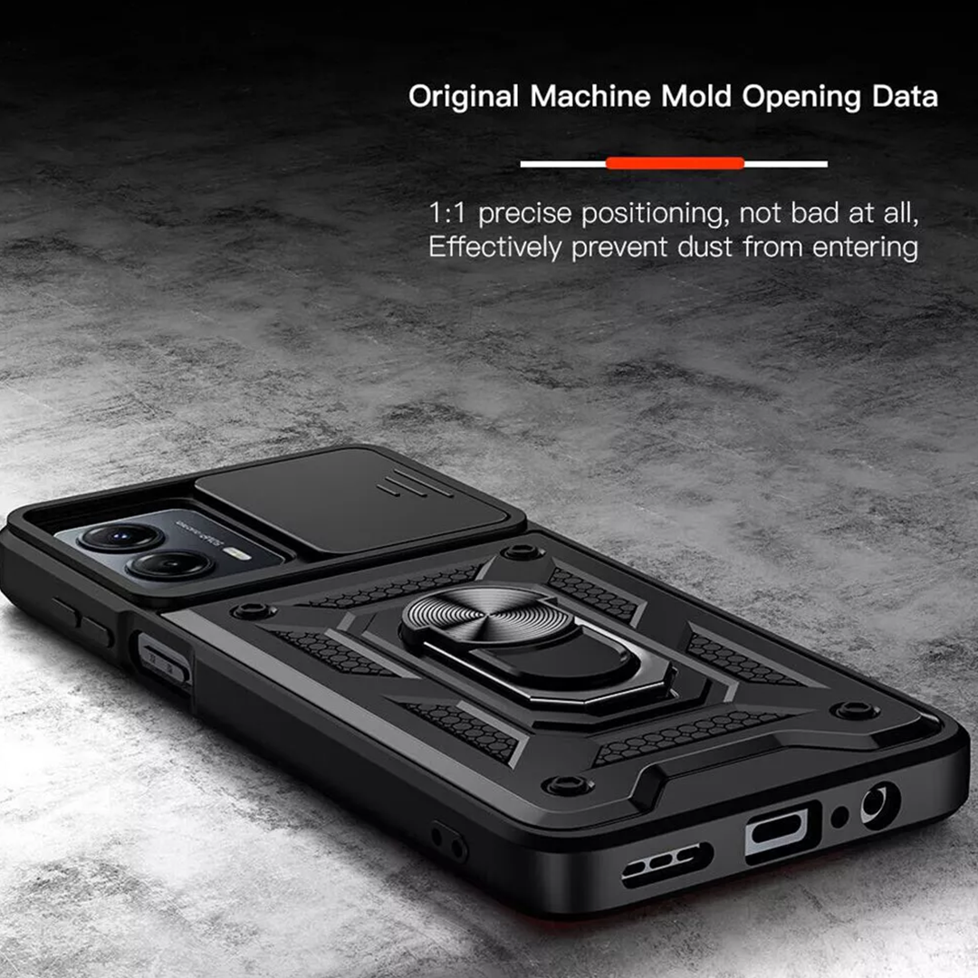 Motorola Edge 50 Fusion 5G Armor Military-grade Case With Sliding Camera Cover & 360 Kickstand