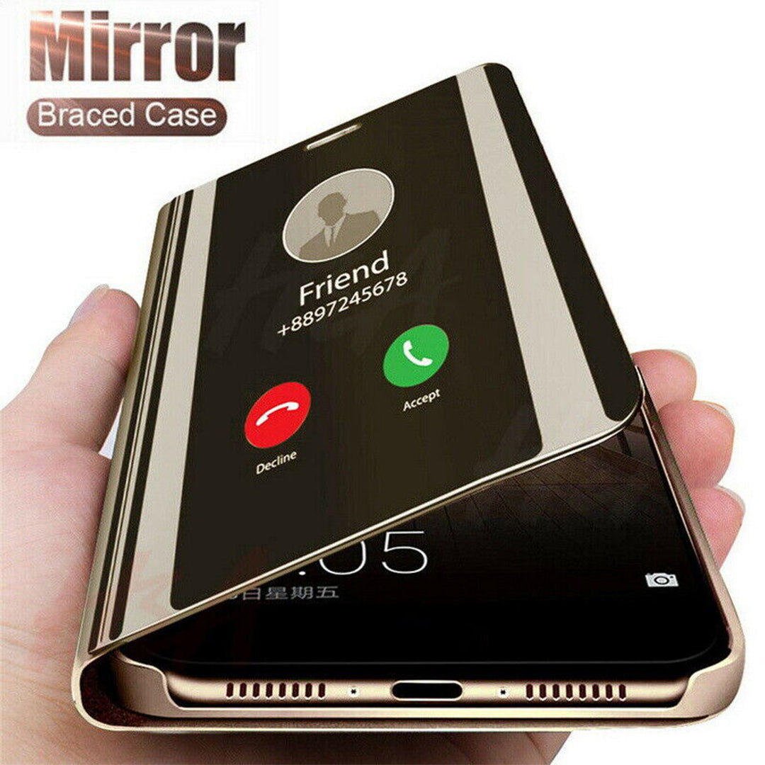 GALAXY A52s 5G SMART AWAKENING MIRROR FOLIO METAL ELECTROPLATED PC FLIP COVER