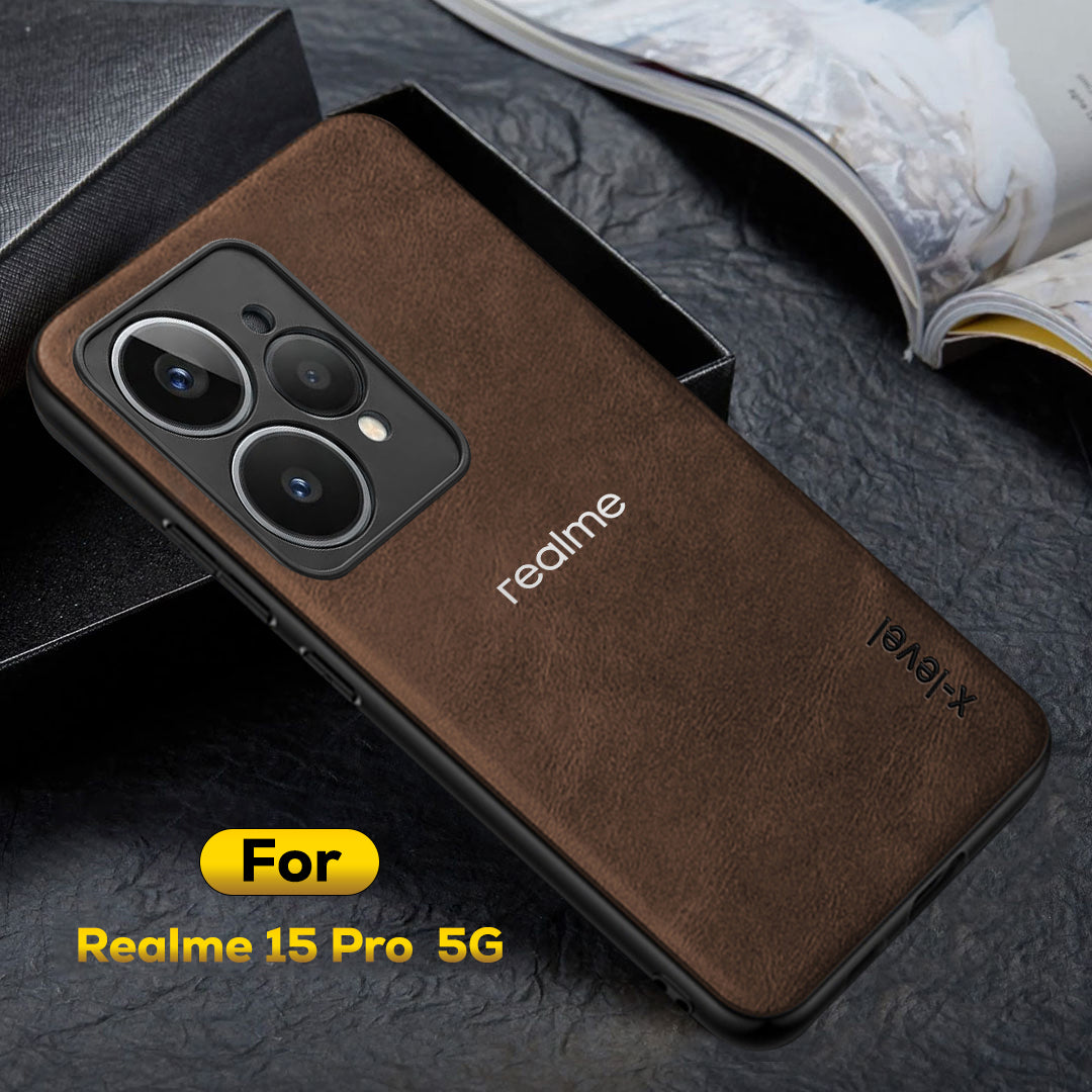 REALME 15 PRO 5G Business Style PU LEATHER PROTECTIVE BACK CASE WITH CAMERA PROTECTION
