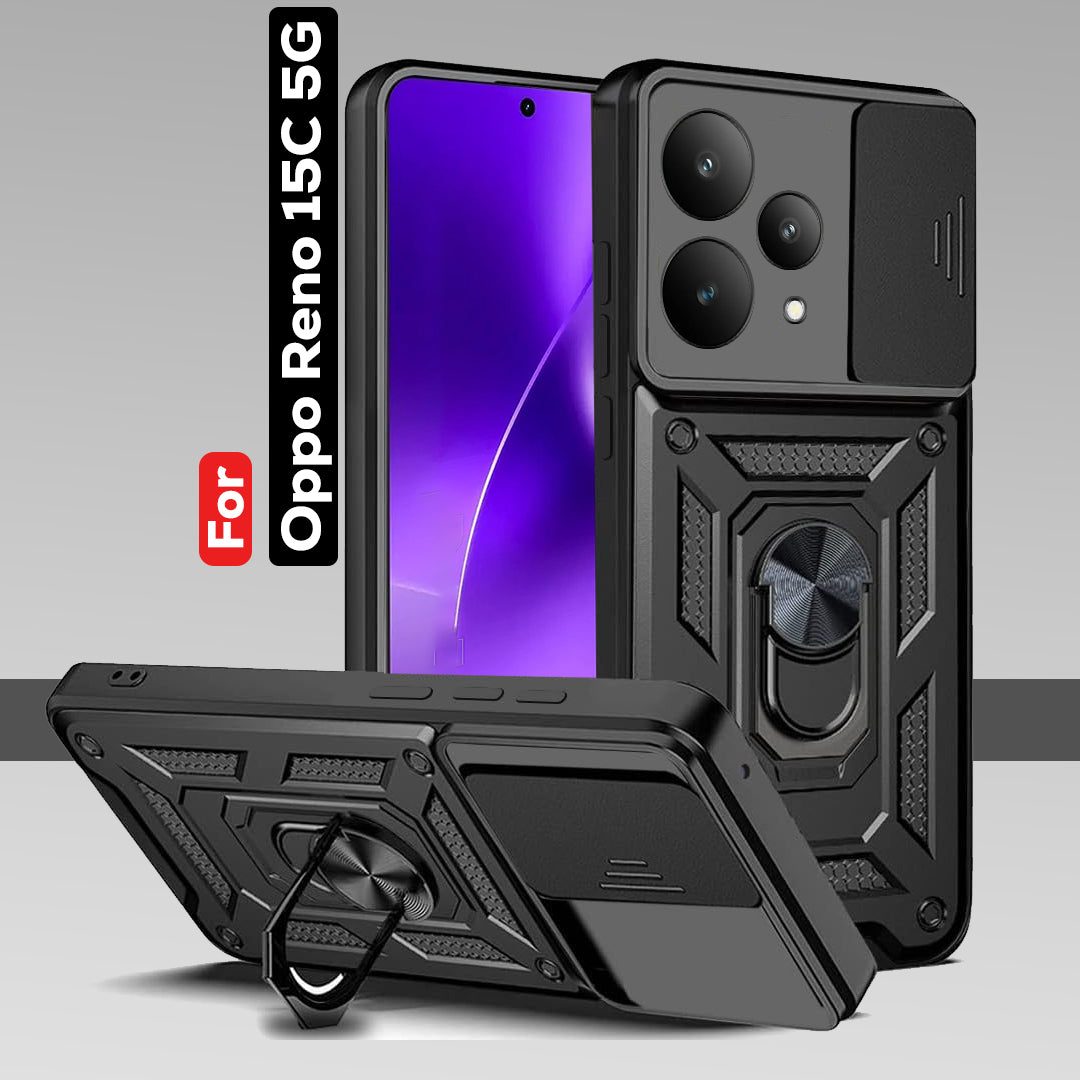 OPPO RENO 15c 5G Armor Military-grade Case With Sliding Camera Cover & 360 Kickstand