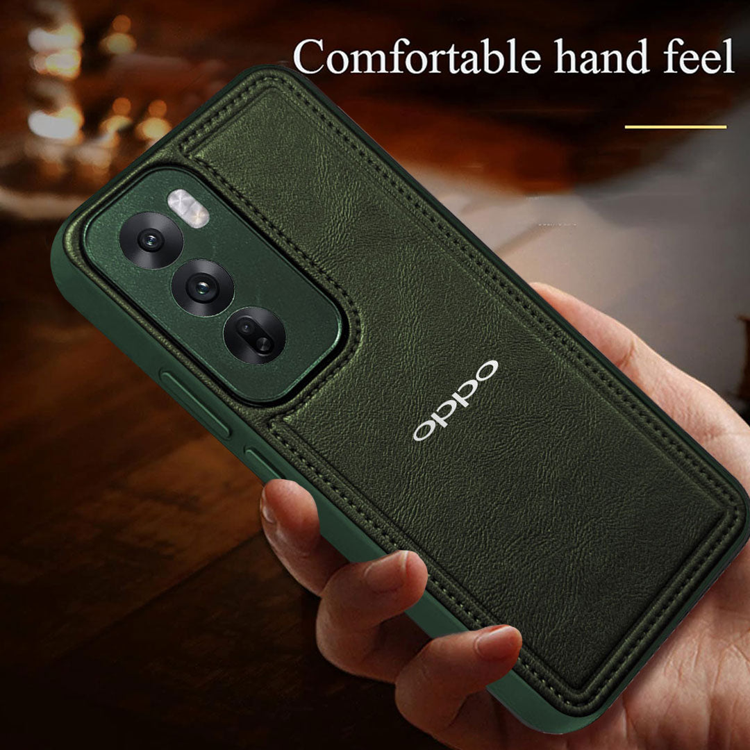 OPPO RENO 12 5G Vintage Leather Stitched Protective Back Case