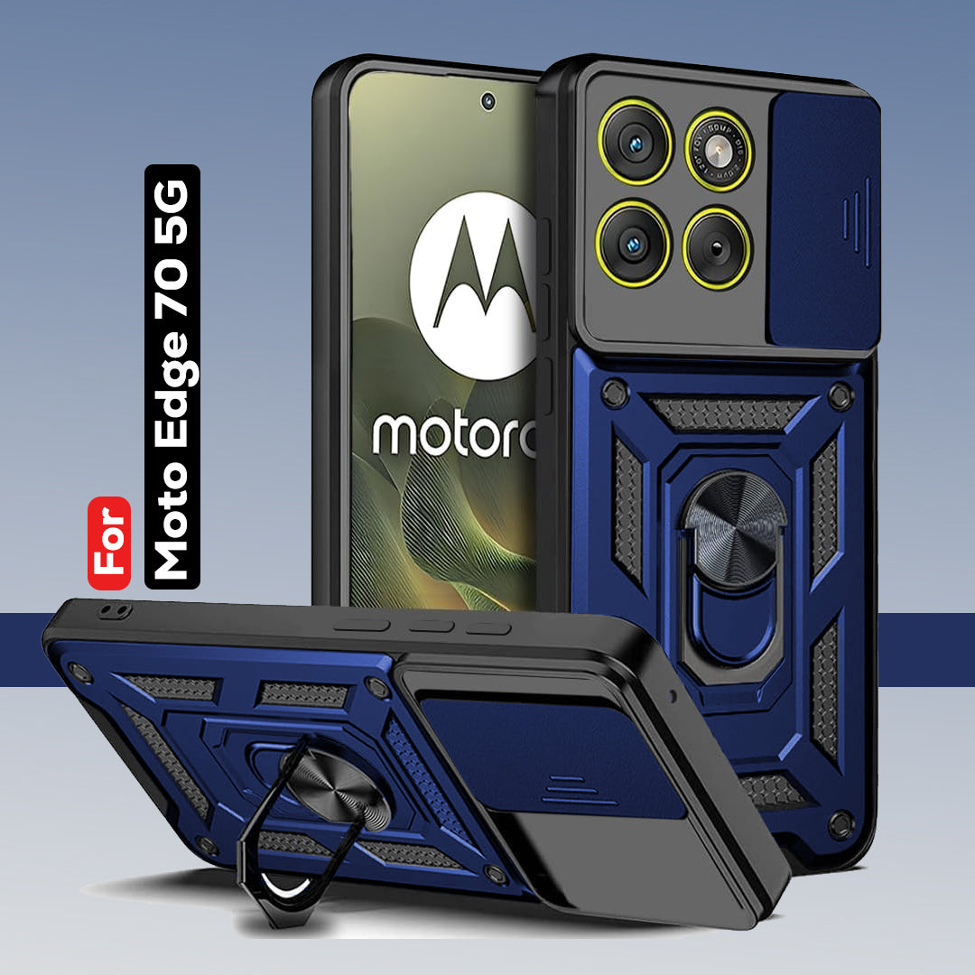 Motorola Edge 70 5G Armor Military-grade Case With Sliding Camera Cover & 360 Kickstand